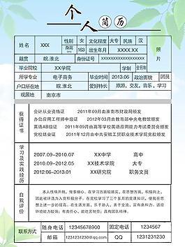 個人簡歷圖片