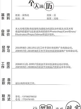 個人簡歷圖片