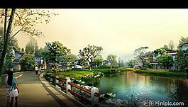 園林景觀設(shè)計效果圖psd素材圖片