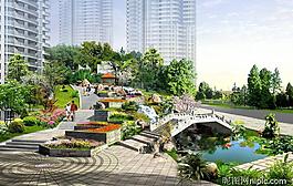 房地產(chǎn)園林設(shè)計(jì)效果圖psd素材圖片