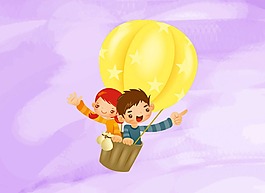 氣球上的兒童