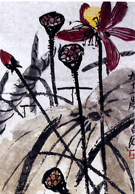 花卉屏之一 荷花