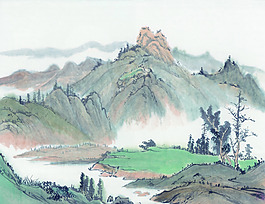 彩墨山水畫