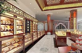 中式貴細(xì)藥品柜臺裝飾圖片