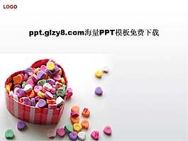 愛心多彩糖果PPT模板