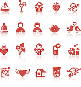 可愛情人節粉紅小圖標矢量圖