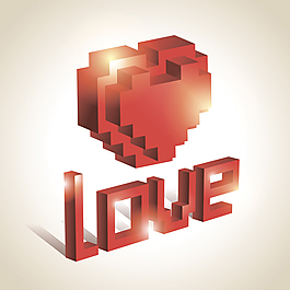 立體LOVE字體矢量素材