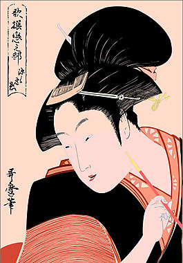 拿著畫筆的東洋女