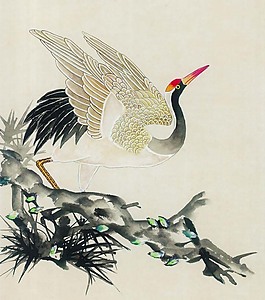 仙鶴松鶴延年飛鶴迎客松丹頂鶴古典國畫