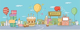 生日蛋糕和氣球