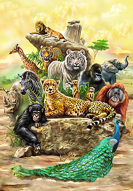 手繪野生動物分層圖片