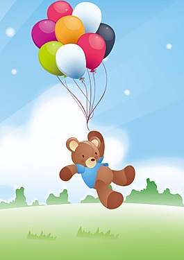 拉氣球的小熊