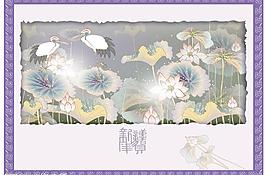 絕對精美意境國畫味濃的仙鶴荷花吉祥圖圖片