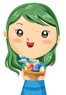 手拿食物的卡通女孩