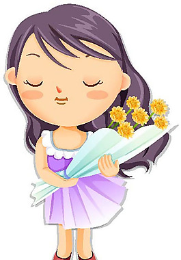 女孩手捧花
