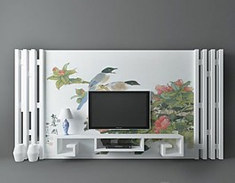 电视墙装修效果图3D模型