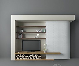 3D效果图背景电视墙设计