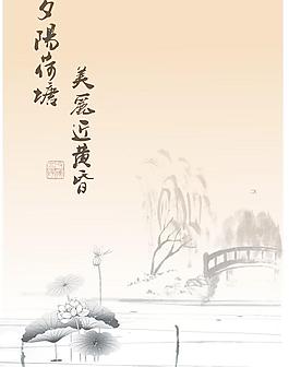 池邊荷塘圖片