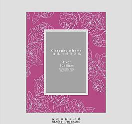 絲印線條玫瑰相框圖片