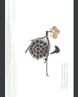禪意枯蓮 中國風海報圖片