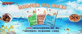 淘寶食品特產(chǎn)小海魚組合套裝店招海報圖