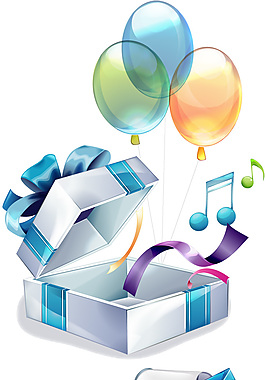 淡彩效果禮物盒與氣球矢量