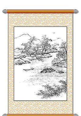白描 風景畫圖片