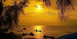 夕陽風景畫圖片