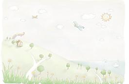 手繪淡彩風(fēng)景畫圖片