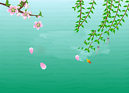 梅花垂柳荷塘小金魚戲水flash動畫