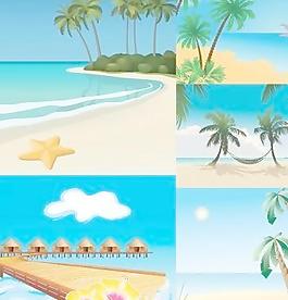 5的海濱風光矢量