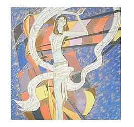 《落日余輝》巖彩畫圖片