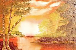 油画 河流图片