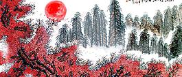 楓紅迎旭日圖片