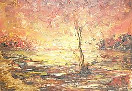 油画 夕阳风景图片