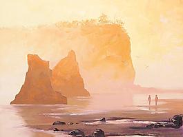 油画 海滩图片