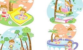 孩子們夏天矢量4