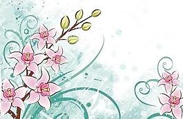 百合花的Grunge花卉背景