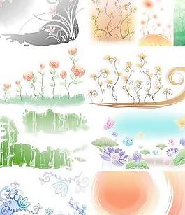 鲜花的手绘背景矢量1例