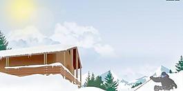 在雪山上滑雪