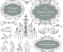 歐式花紋邊框裝飾元素圖片