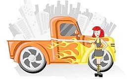 可愛的卡通人物和汽車01矢量