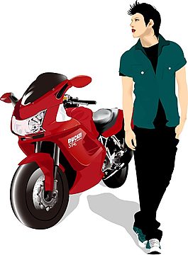 男生和摩托車