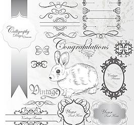 歐式花紋邊框裝飾元素圖片