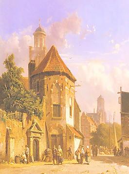 油畫 一個荷蘭的街道圖片