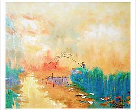 油画  夕阳图片