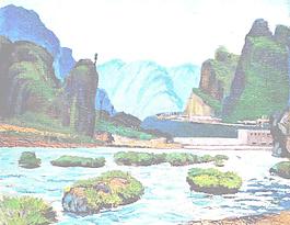 山水油畫圖片