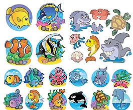 卡通海洋動物矢量