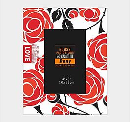 4x6玫瑰圖案絲印玻璃相框圖片