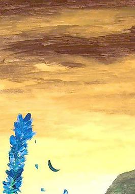 油画 夕阳花瓣图片